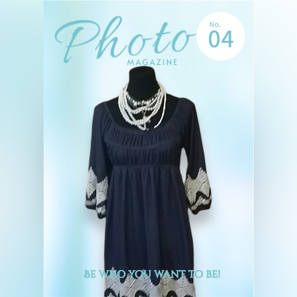 Uncle Frank/Anthropologie Blue Embroidered Peasant Dress NWOT Sz S MSRP: $150 - Picture 4 of 11